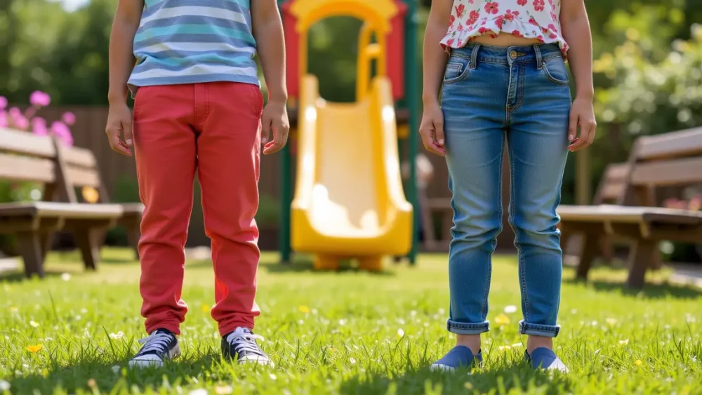 شلوار اسپرت و جین بچگانه در زمین بازی